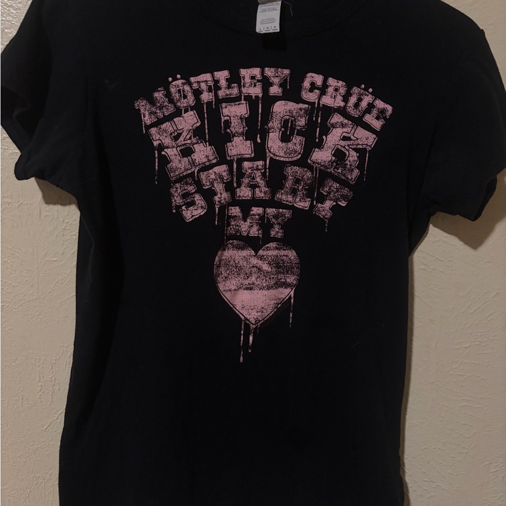 Motley Crue Black Graphic Band Tee with Pink Print